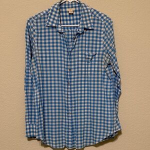 J. Crew Blue and White Checkered Casual Shirt